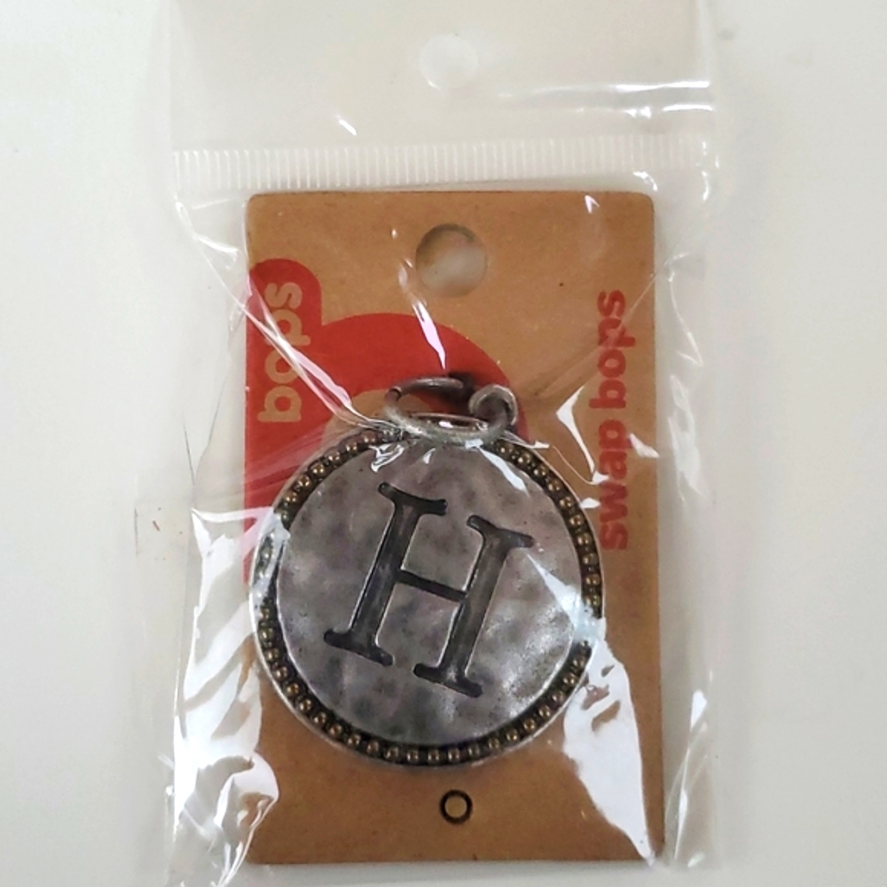 Boutique Swap Bops Adornment Charm Large Circle H Any Necklace or Bracelet